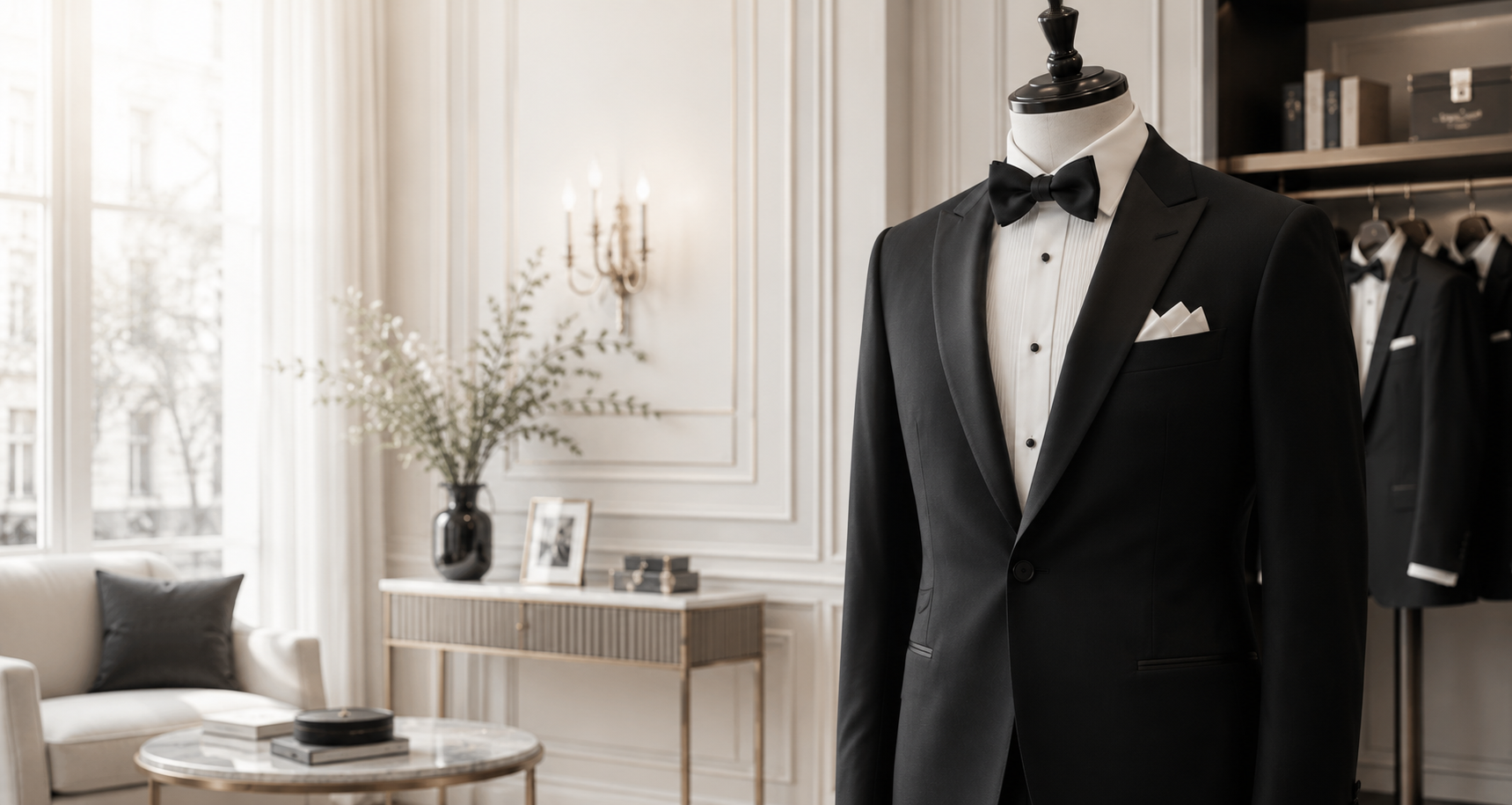 Modern black tuxedo rental for formal occasions