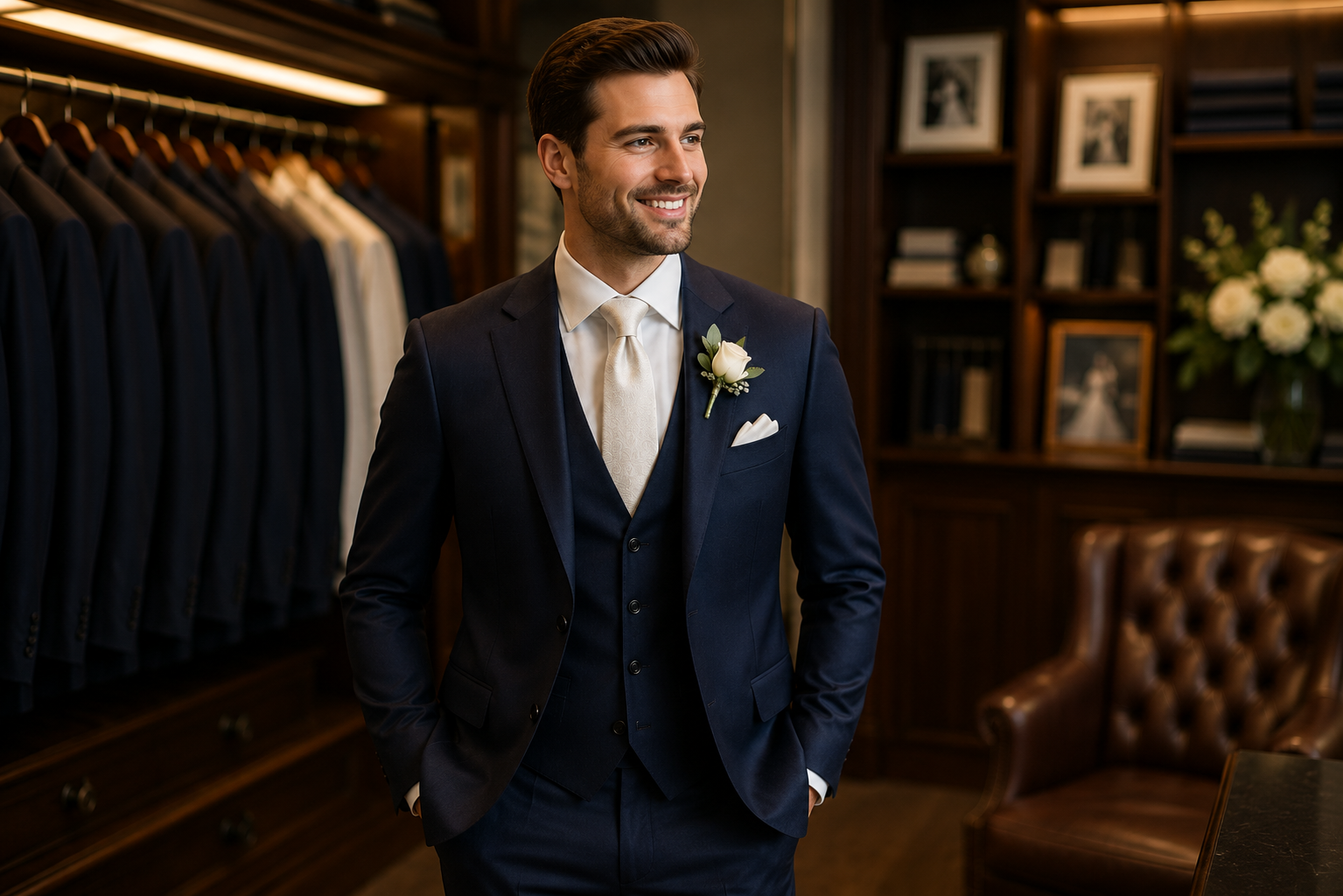 Custom wedding suits for grooms and wedding parties
